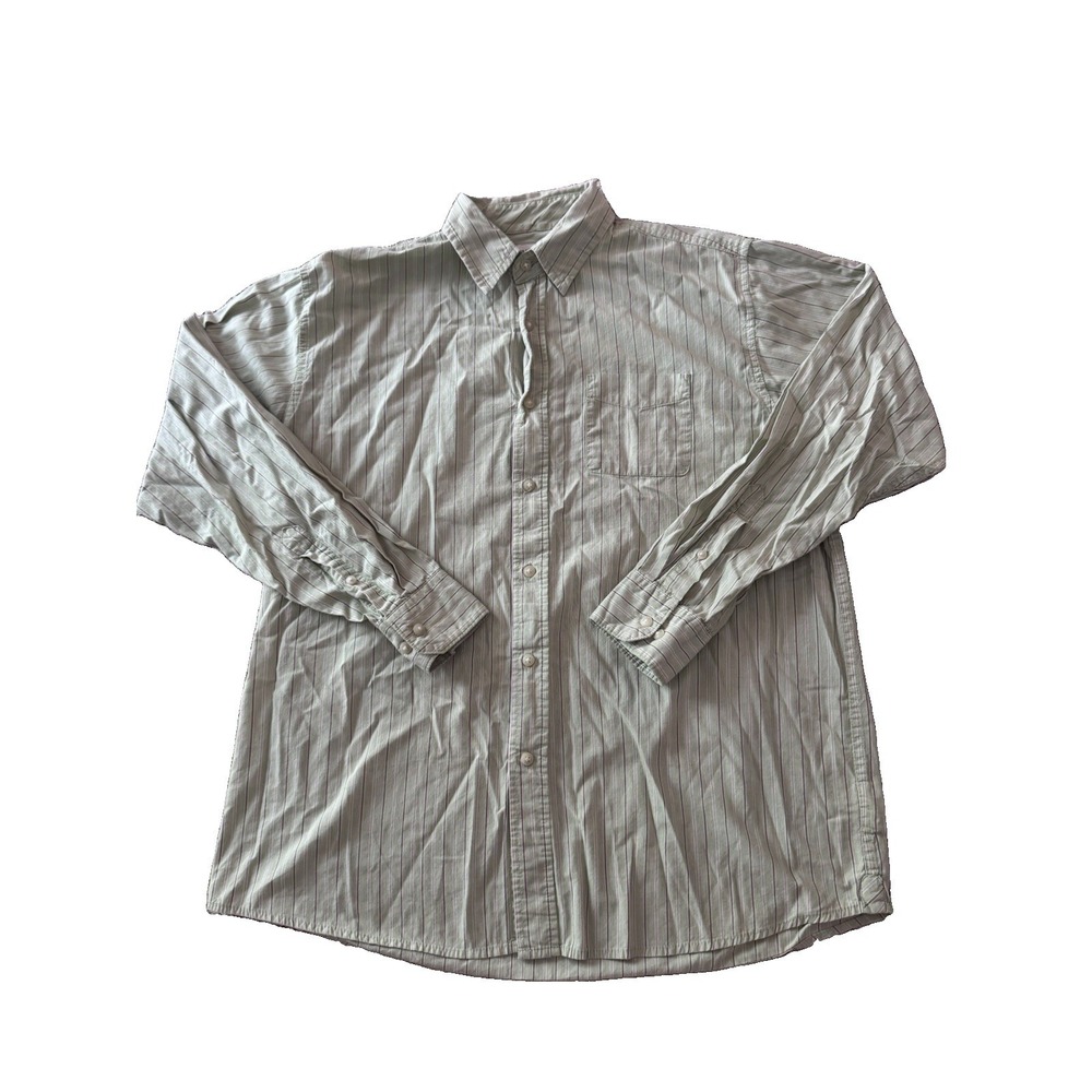 Wrangler Jeans Co Mens Large Green White Plaid Long Sleeve Button Down Shirt L